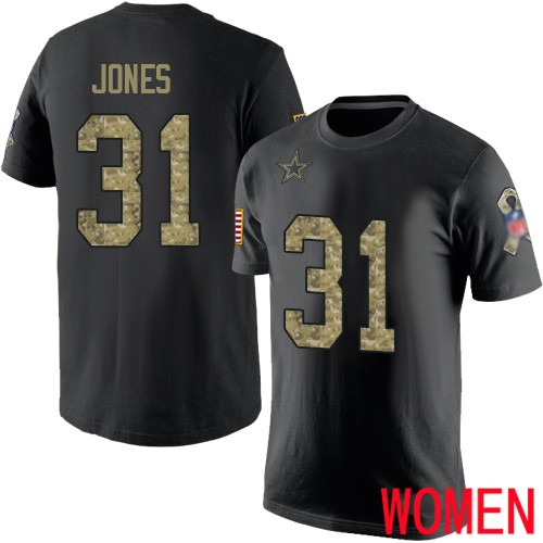 Women Dallas Cowboys Black Camo Byron Jones Salute to Service #31 Nike NFL T Shirt->women nfl jersey->Women Jersey